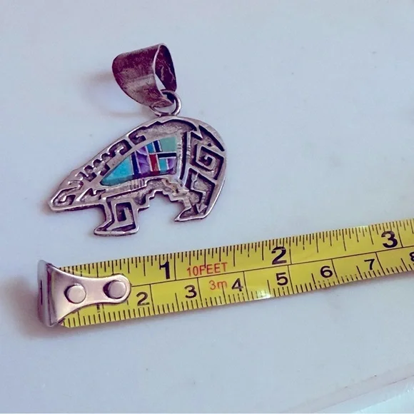 NWT Handmade Native Wilson Dawes Sterling Silver Muliti Stone Inlay Bear